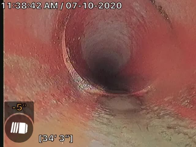 Offset sewer pipe inspection camera view